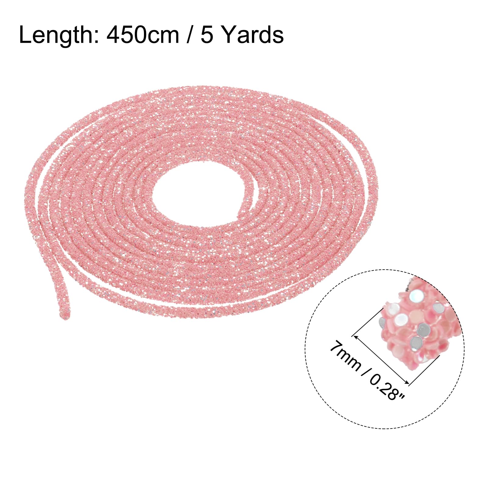 sourcing map 5 Yard 6mm 0.24 inch Glitter Sequins Rope Sequins Rhinestone Tube Cord for DIY Wedding Dresses Costume Clothing Shoes Jewelry Accessory Clear White — view 248