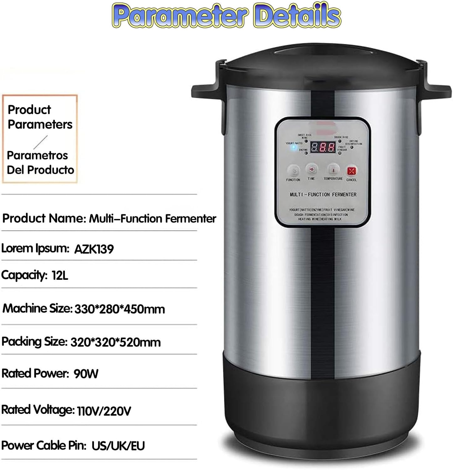 12L Yogurt Fermenter,Smart Yogurt Maker, Electric Fermenter Machine, Time and Temperature Control, for Commercial Kitchen, Garlic, Yogurt, Pickle,18L (18L)