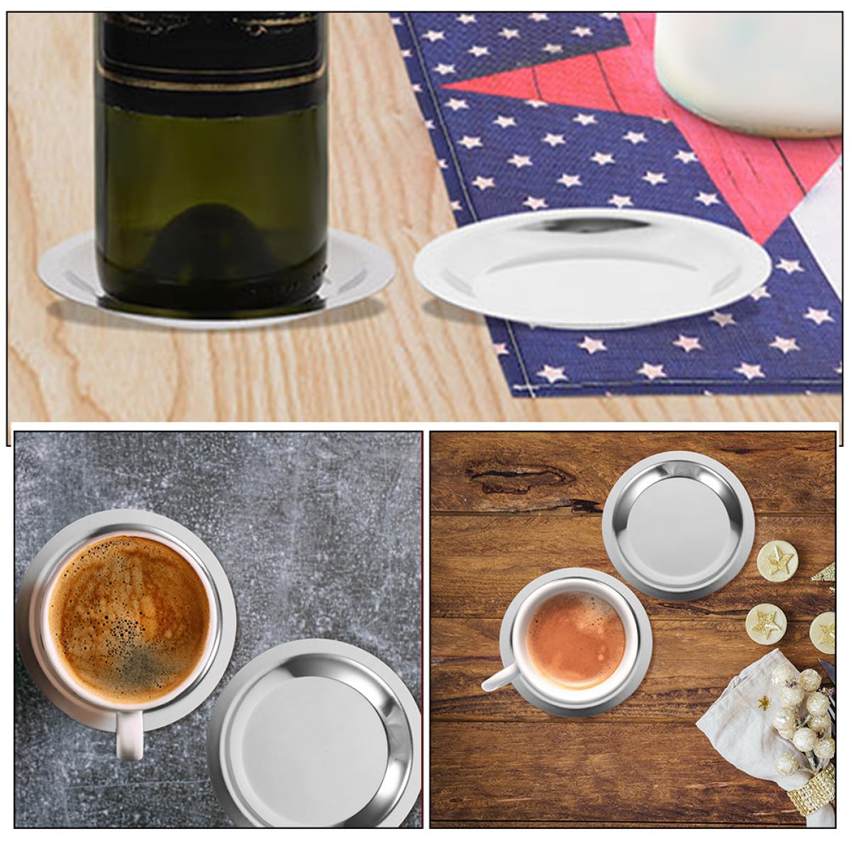 FUOYLOO Sottobottiglie in Acciaio Inossidabile 8 Pezzi Antiscivolo e Protezione Termica per Bottiglie di Vino Design Resistente per Cucina e Sala da Pranzo