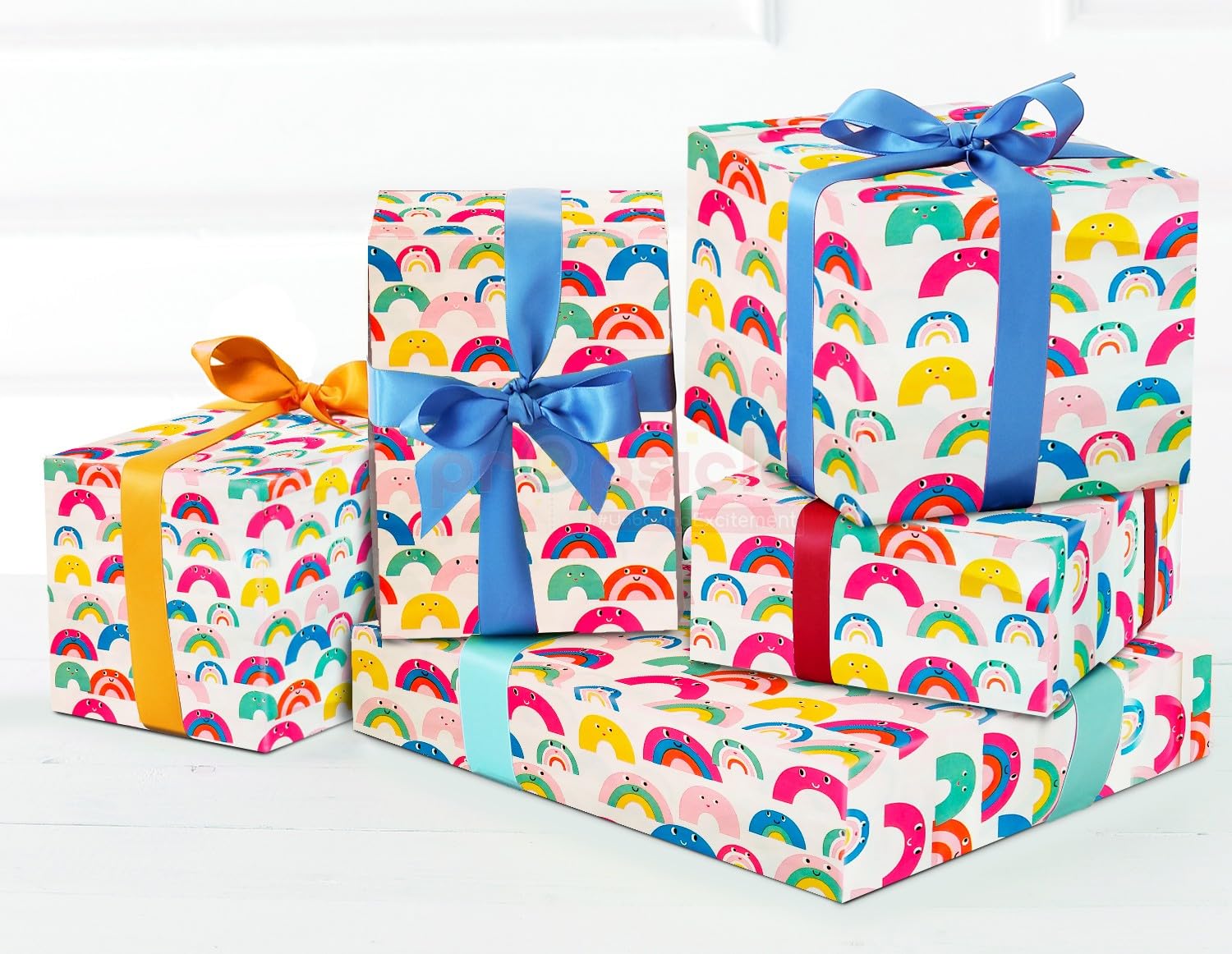 Propsicle Multicolor Rainbow Print Gift Wrapping Paper for baby shower