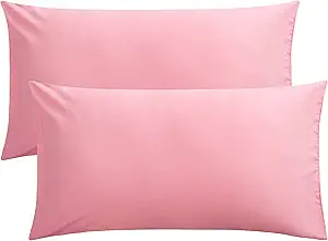 FLXXIE 2 Pack Microfiber King Pillow Cases, 1800 Super Soft Pillowcases with Envelope Closure, Wrinkle, Fade and Stain Resistant Pillow Covers, 20x36, Pink