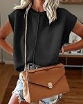 Cicy Bell Womens Summer Cap Sleeve Tops Lightweight Crew Neck Sweater Vest Casual Knit Pullover