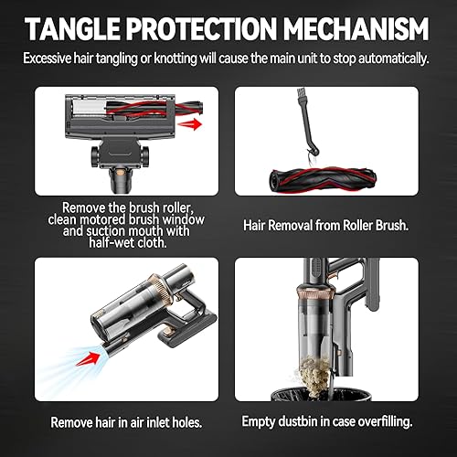 Miniatura 8 de Aspiradora inalámbrica, 450 W 48 KPA de potencia de succión, 50 minutos de tiempo de funcionamiento, aspiradora recargable para alfombras, azulejos,