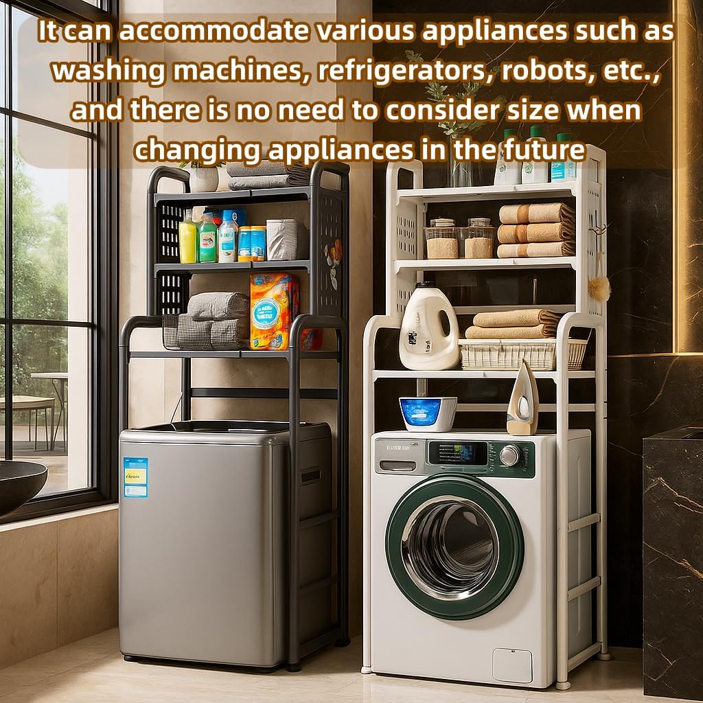 Dorm Microwave Storage mini Fridge Rack, can be Placed Above The White mini Fridge Shelf, The Height and Length are Adjustable, Suitable for Various Sizes of refrigerators(White)