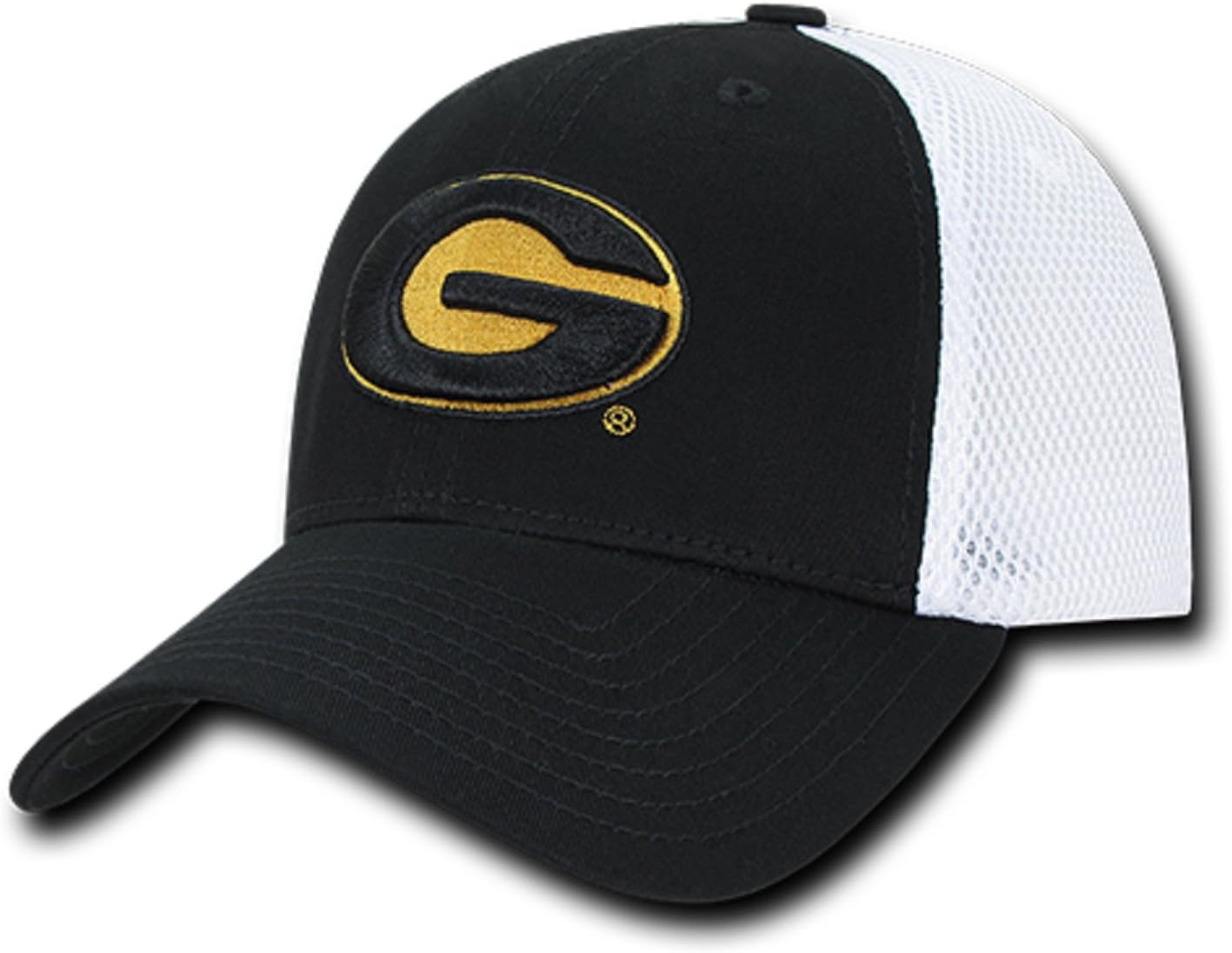 University of Grambling State Gram Tigers Mesh Structured Flex Baseball Fitted Ball Cap Hat Black