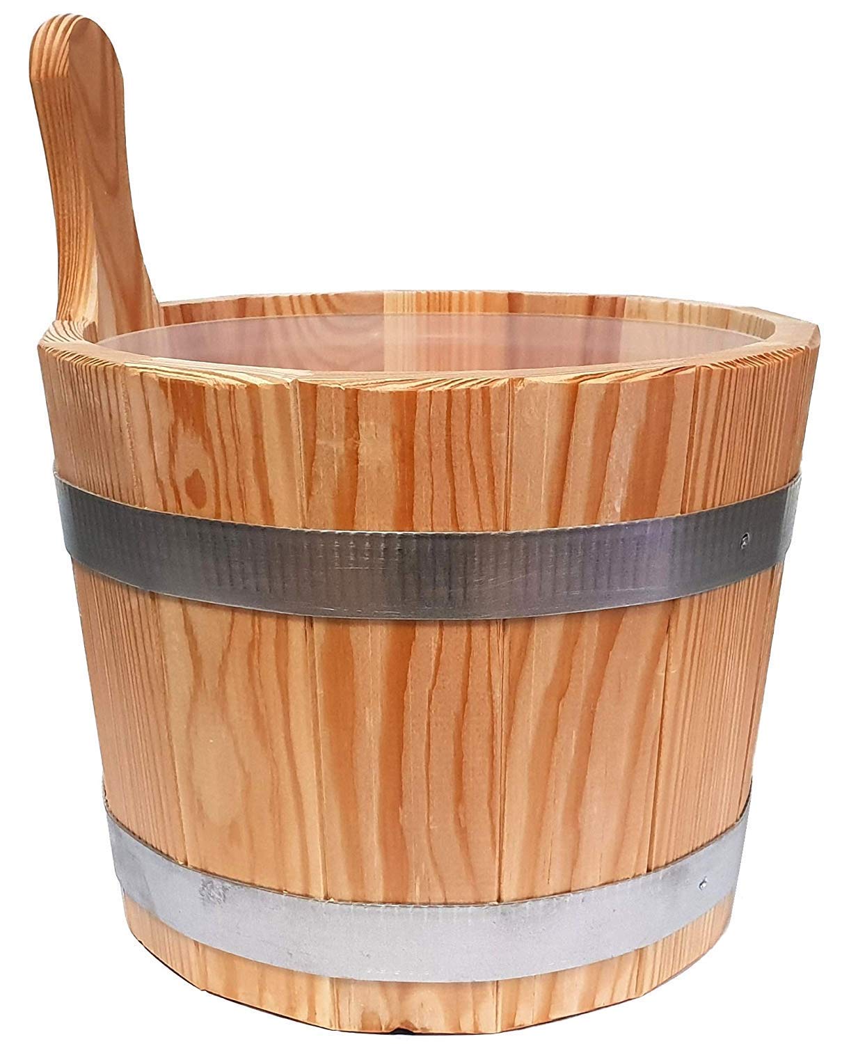 Sauna Set 3-teilig #608 Kübel aus Lärchenholz, Kunststoffeinsatz, Kelle