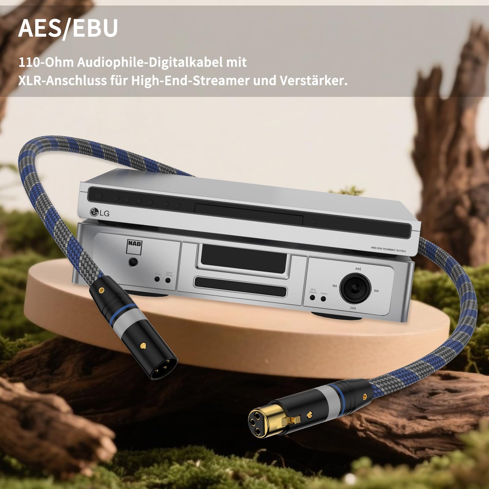 high end Audiophile XLR Kabel, hifi Mikrofonkabel, 3-Pin XLR Stecker auf Buchse Mikrofonkabel für Mikrofon, Verstärker, CD-Spieler,Mischpult, Lautsprecher (2m/6.56ft)