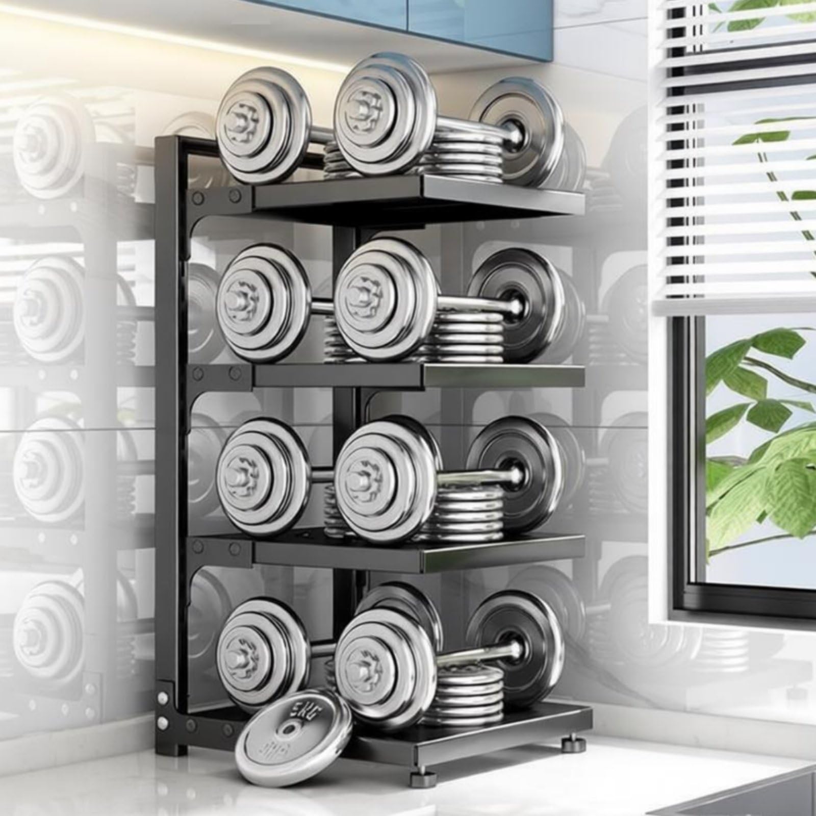 Amagogo Mensola Portapentole E Padelle Scaffale Cucina Organizer Multistrato Regolabile Acciaio al Carbonio Antiruggine Facile da Pulire E Smontare Montaggio, Nero, 5 Strati