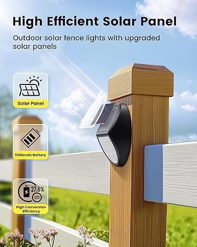 Miniatura 9 de 8 Pack Outdoor Fence Solar Lights, IP68 Waterproof Solar Step Lamps, for Backyard, Garden, Pathway, Porch, Patio, Driveway, Walkway, Railing -