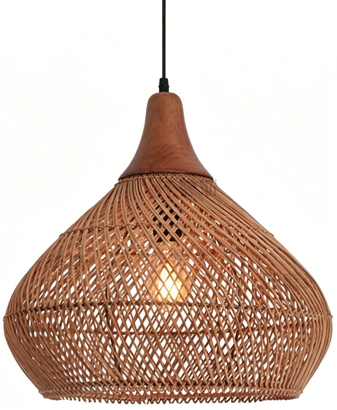 XQIDIANAA Rattan Pendant Light, Boho Chandelier, Farmhouse Hanging Light Fixture Chandelier for Dining Room, Living Room, Bedroom, Kitchen Island, Foyer, Hallway