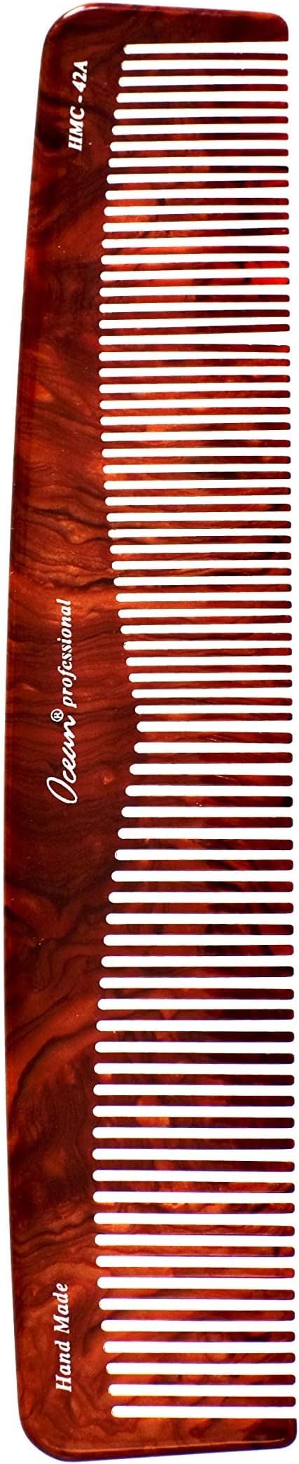 Ocean Professional HMC 042A 9-Inch Family Comb – Handmade Dual-Tooth Cellulose Acetate Comb with Fine & Wide Teeth – Anti-Static, Scalp-Friendly & Durable – 213 mm x 44 mm – Daily Hair Grooming Tool