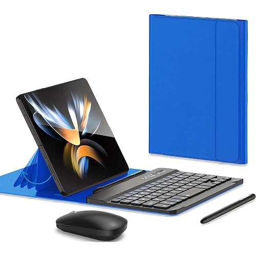4-in-1 Wireless Keyboard Case for Galaxy Z Fold 8 Ultra/Z Fold8 Wide/7/6/5 | 7.9" Mini Bluetooth Keyboard,Leather Cover,Mouse & Stylus Pen,Portable Accessories for Samsung Fold, Ideal for Travel &Office