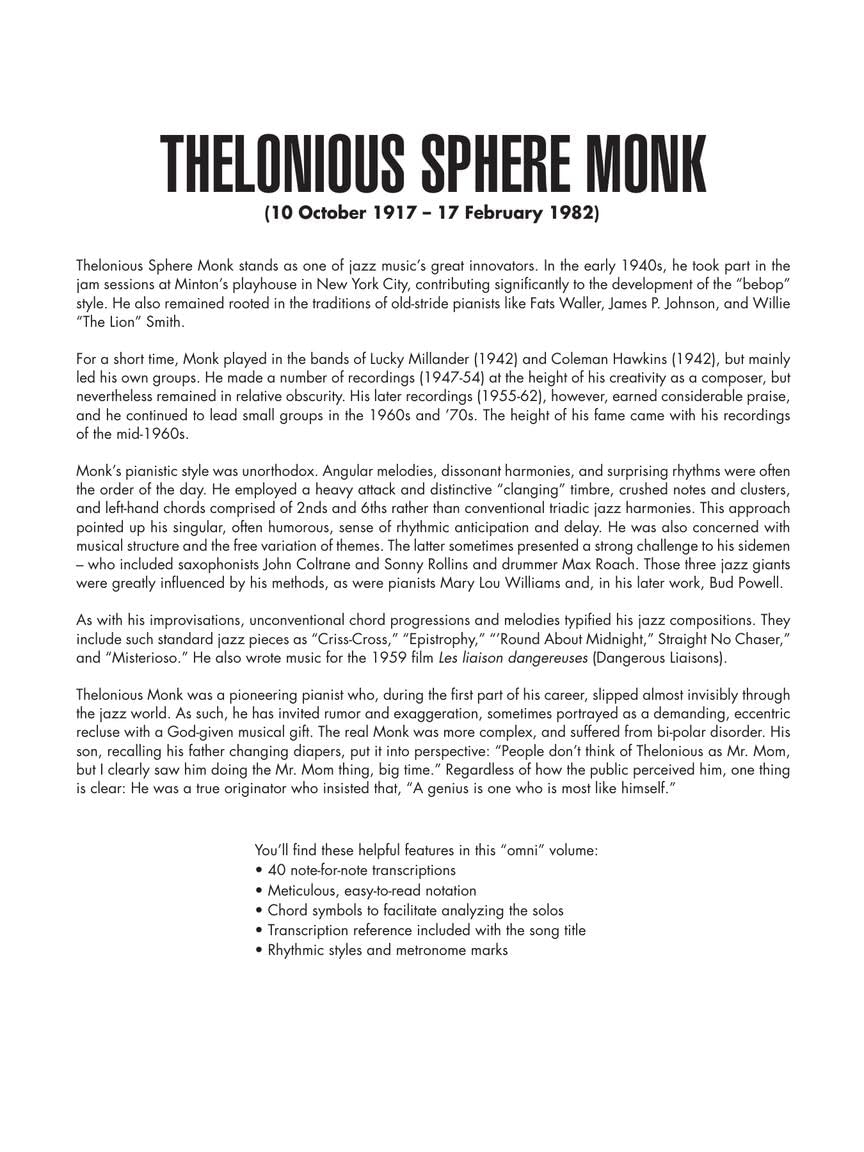Thelonious Monk Omnibook for Piano
