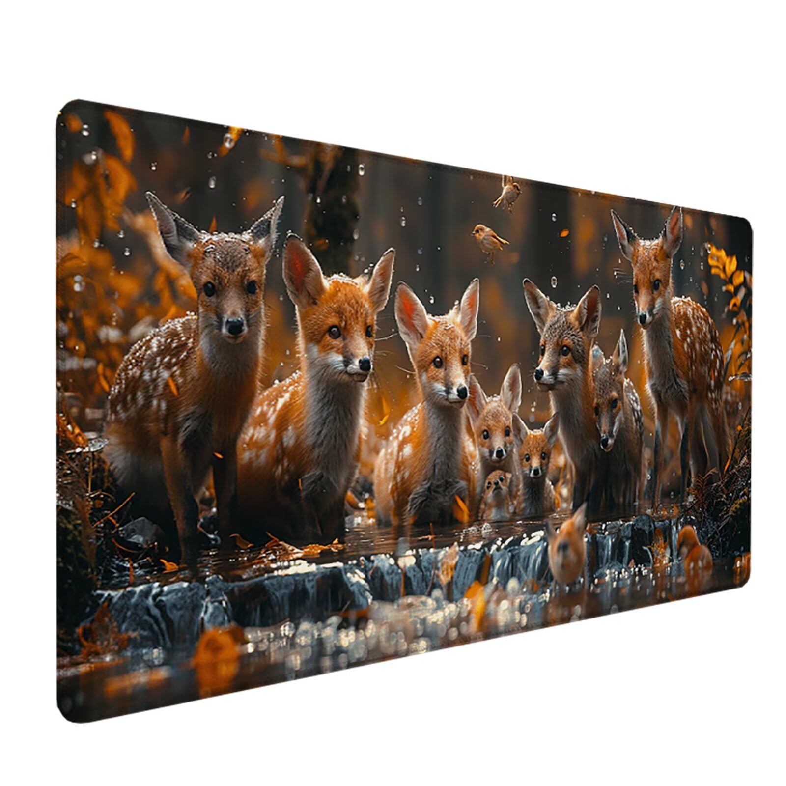Ciervo Alfombrilla Ratón Gaming XXL 1500 x 800 mm, Alfombrilla Gaming Amarillo Mousepad con Base de Goma Antideslizante, Impermeable Desk Mat para Teclado y Raton, Accesorios Gaming, Regalos X-Y