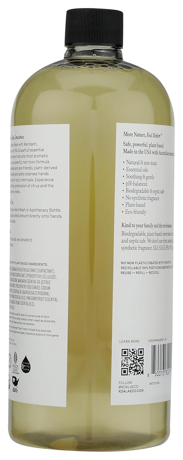 Koala Eco Mandarin Lemon & Pink Grapefruit Refill Hand Soap, 33.8 FZ