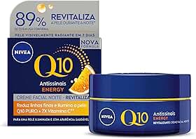 NIVEA Creme Facial Q10 Energy Antissinais Noite 50g, Reduz Linhas Finas, Ilumina, Pele mais Jovem, Revitalizante, Cuidado Facial Noturno