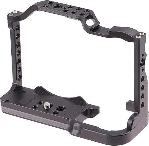 Miniatura 3 de Hersmay Jaula de cámara EOS R7 con mango superior para Canon EOS R7 Cage con placa de liberación rápida para soporte Arca, zapata fría, riel NATO y
