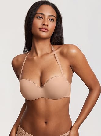 DOBREVA Women's Strapless Push Up Bra Padded Underwire Boost Cups Multiway Bandeau Bra