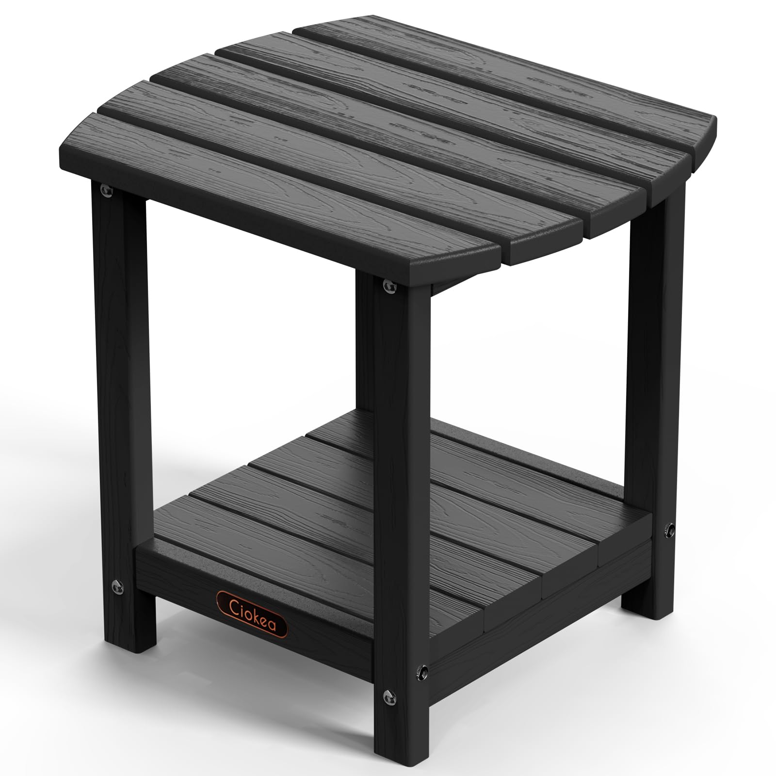 Ciokea Adirondack Outdoor Side Table, 2-Tier Sturdy Patio End Table Weather Resistant, Morden Side Table for Patio, Pool, Porch, Black