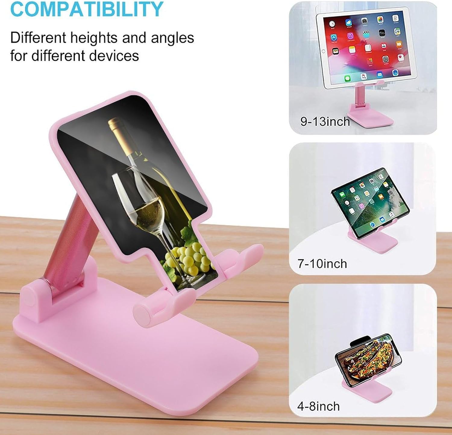 Wine Glass and Green Grape Plastic Phone Stand with Alloy Base image 3