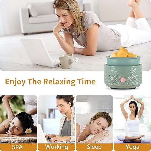 Miniatura 6 de yahuha Calentador de cera de cerámica, calentador de cera de fragancia, 3 en 1, derretidor eléctrico de cera y cubos de cera para el hogar, oficina,