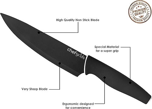 Miniatura 3 de Super Grip Knife Set with Knife covers, Multi-Purpose Kitchen Scissor and Two Stage Sharpener  12-piece Non Stick Kitchen Knives set, Black