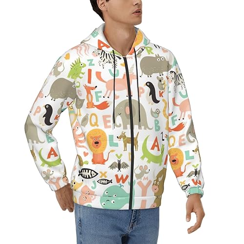 Zoo Alphabet Animal Print Winter Stylish Hoodies For Men For