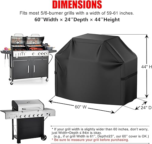 Miniatura 21 de Funda para parrilla, 52 pulgadas, impermeable, resistente a la intemperie, resistente a la decoloración, material resistente a los rayos UV