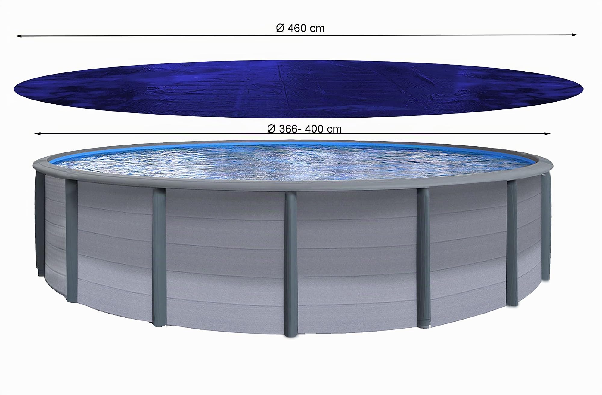 QUICK STAR Couverture de Piscine d'hiver Ronde 200g / m² pour Piscine de Taille 366-400 cm Dimension bâche ø 460 cm Bleu
