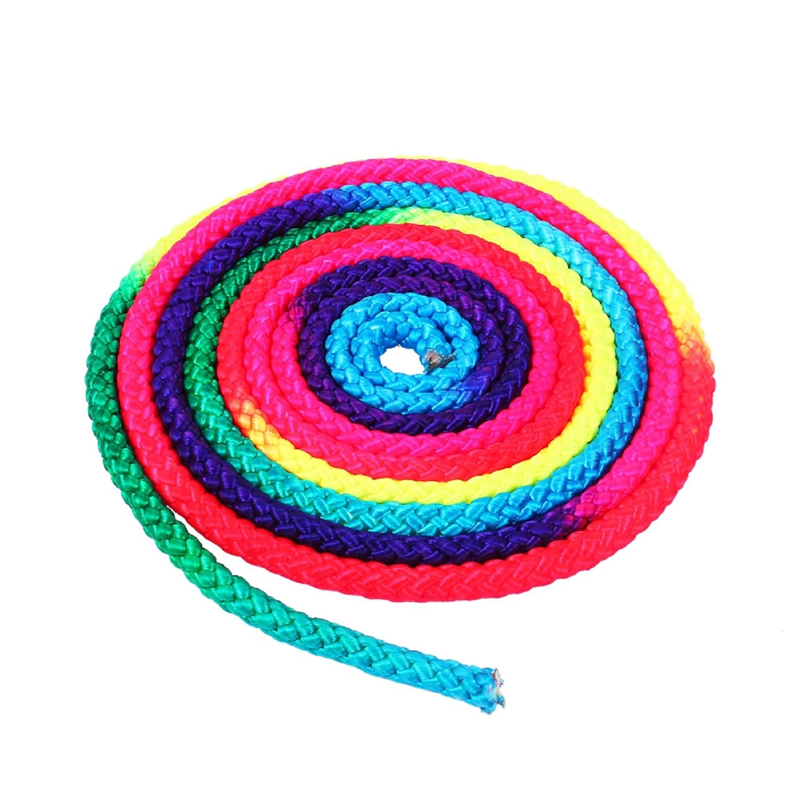 DEWIN Gymnastics Rope, Rainbow Color Rhythmic Gymnastics Solid Rope, 2.8m Nylon with Rubber Grip