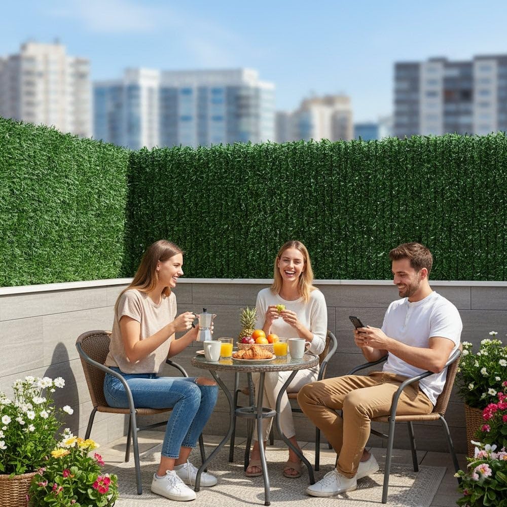 LOLAhome Seto Artificial Verde 3x1,5 m. 1 Unidad. Privacidad Natural. | Alta Ocultación, con Tratamiento UV, Realista y Natural, No inflamable, Transpirable. Para Jardin, Balcón, Terraza