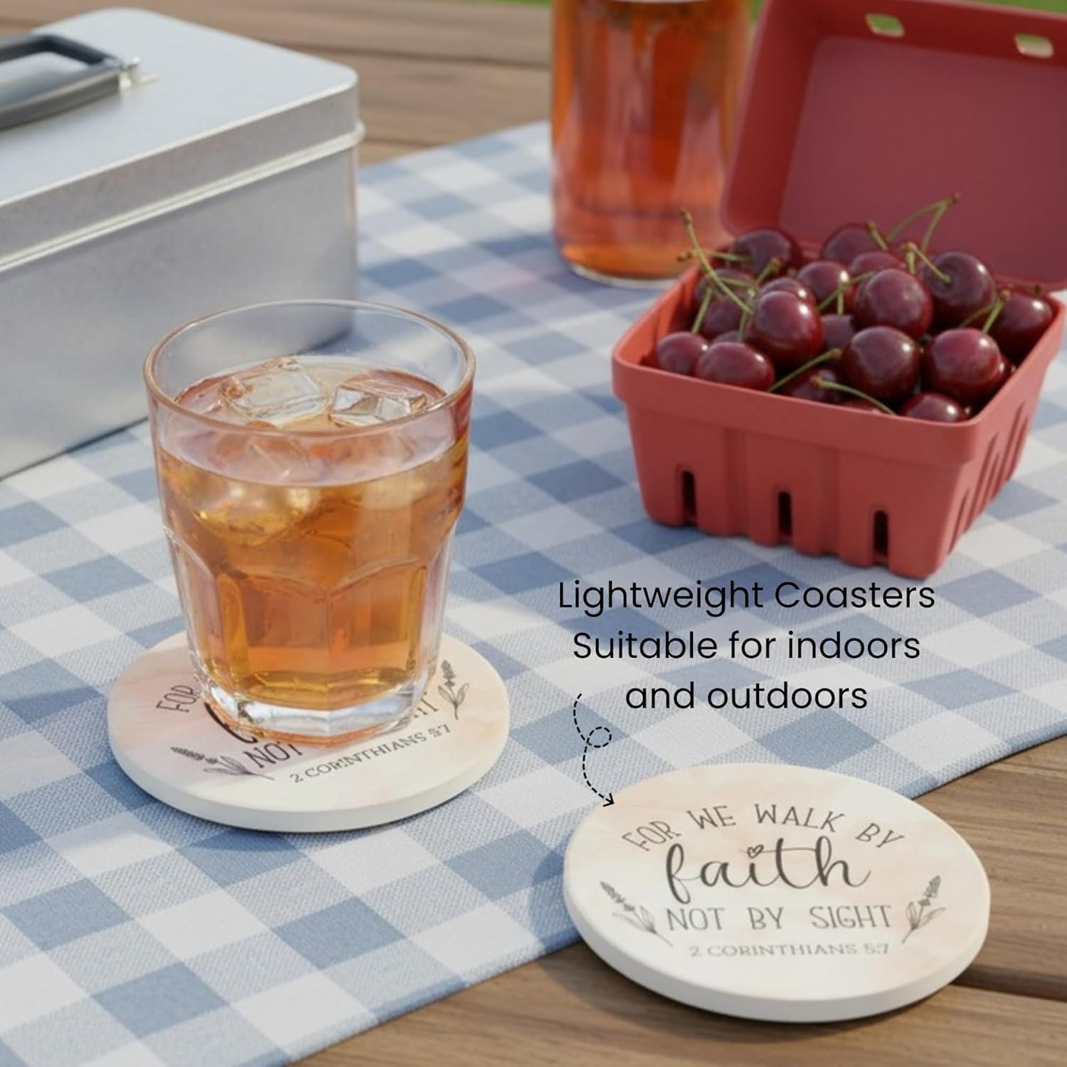 Christian Coasters Set of 6 with Holder– Ceramic Absorbent Drink Coasters for Coffee Table Desk, Modern Cute Moisture Absorbing Coasters, Christian Gifts Alternative to Cork, Silicone or Glass Coaster - Image 6