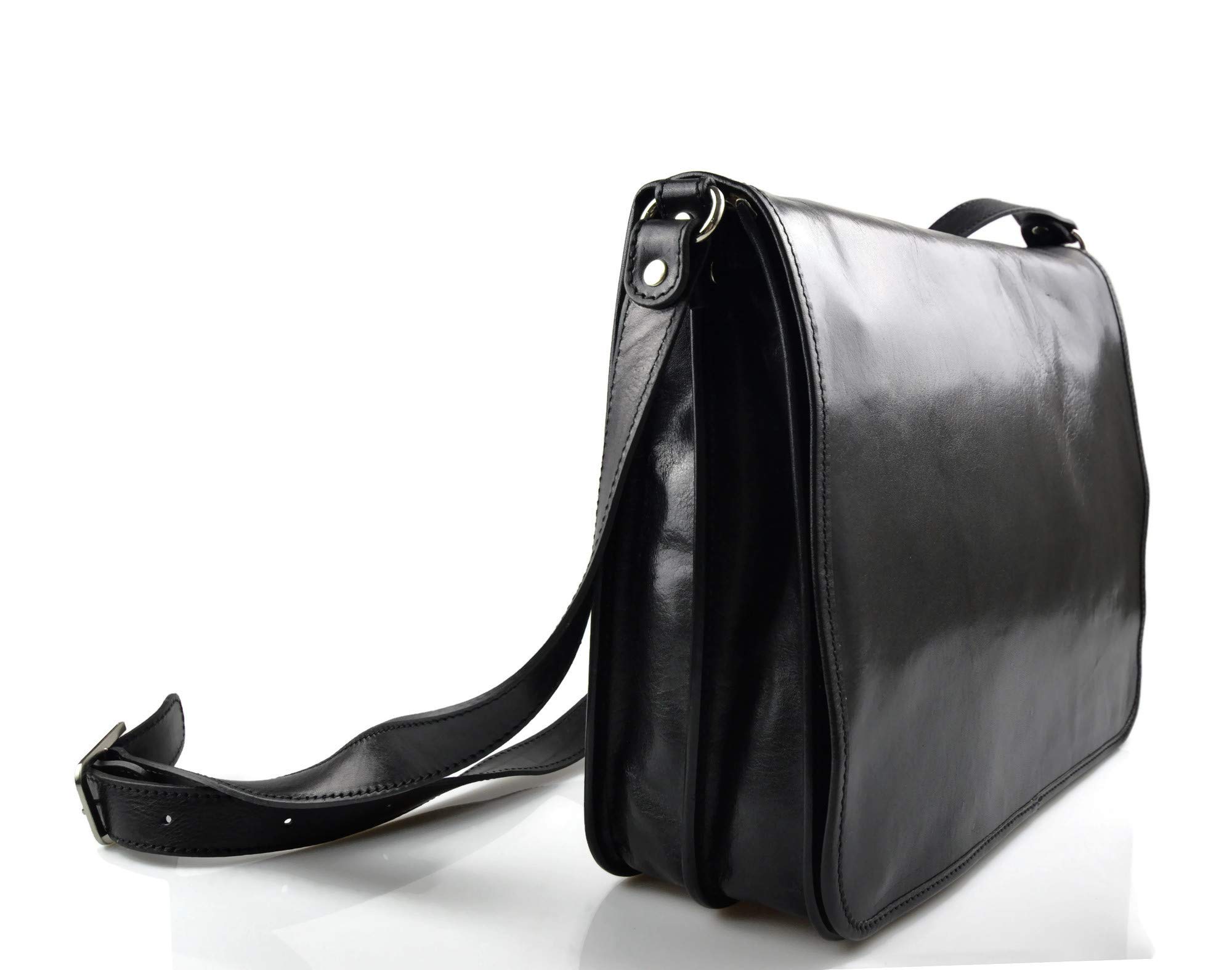 Borsa messenger uomo donna borsa a tracolla postino vera pelle made in Italy business borsa ufficio nero