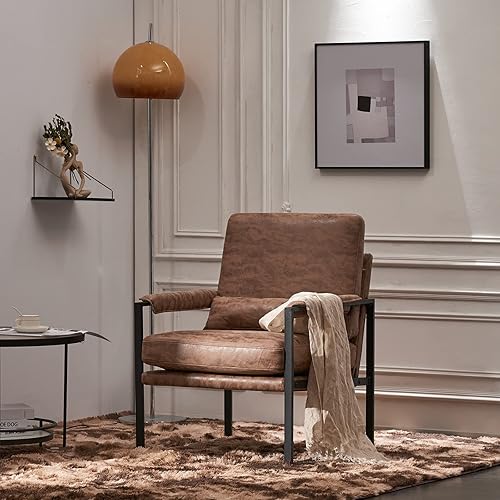 Miniatura 9 de JOYBASE Silla decorativa, silla moderna de mediados de siglo, sillón, marco de metal, cómoda silla de lectura, sillón con brazo para sala de estar,