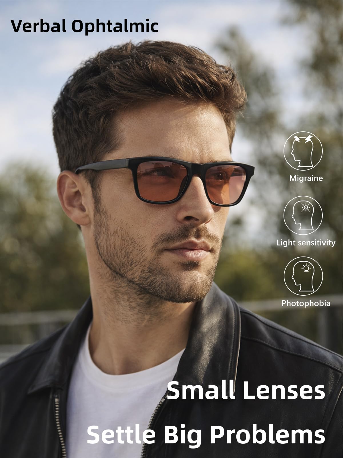 FL-41 Photochrome Migräne-Lichtempfindlichkeitsbrille für Blaulichtblockierung, Photophobie, Überanstrengung der Augen, besserer Schlaf und fluoreszierendes Licht Blendung Mann