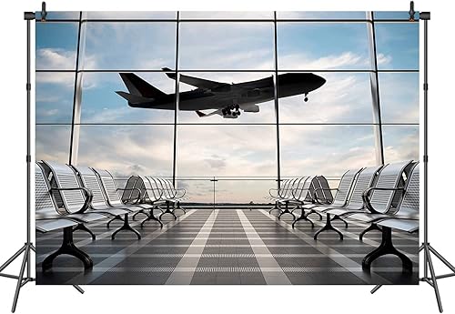 Miniatura 9 de RUINI - Telón de fondo para terminal de aeropuerto, salida de avión, sala de estar, telón de fondo para fotografía, 7 x 5 pies