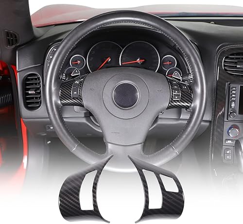 Adhesivo de marco de botón de volante de automóvil ABS para Chevrolet Corvette C6 2005-2013 Accesorios de decoración interior del volante (fibra de