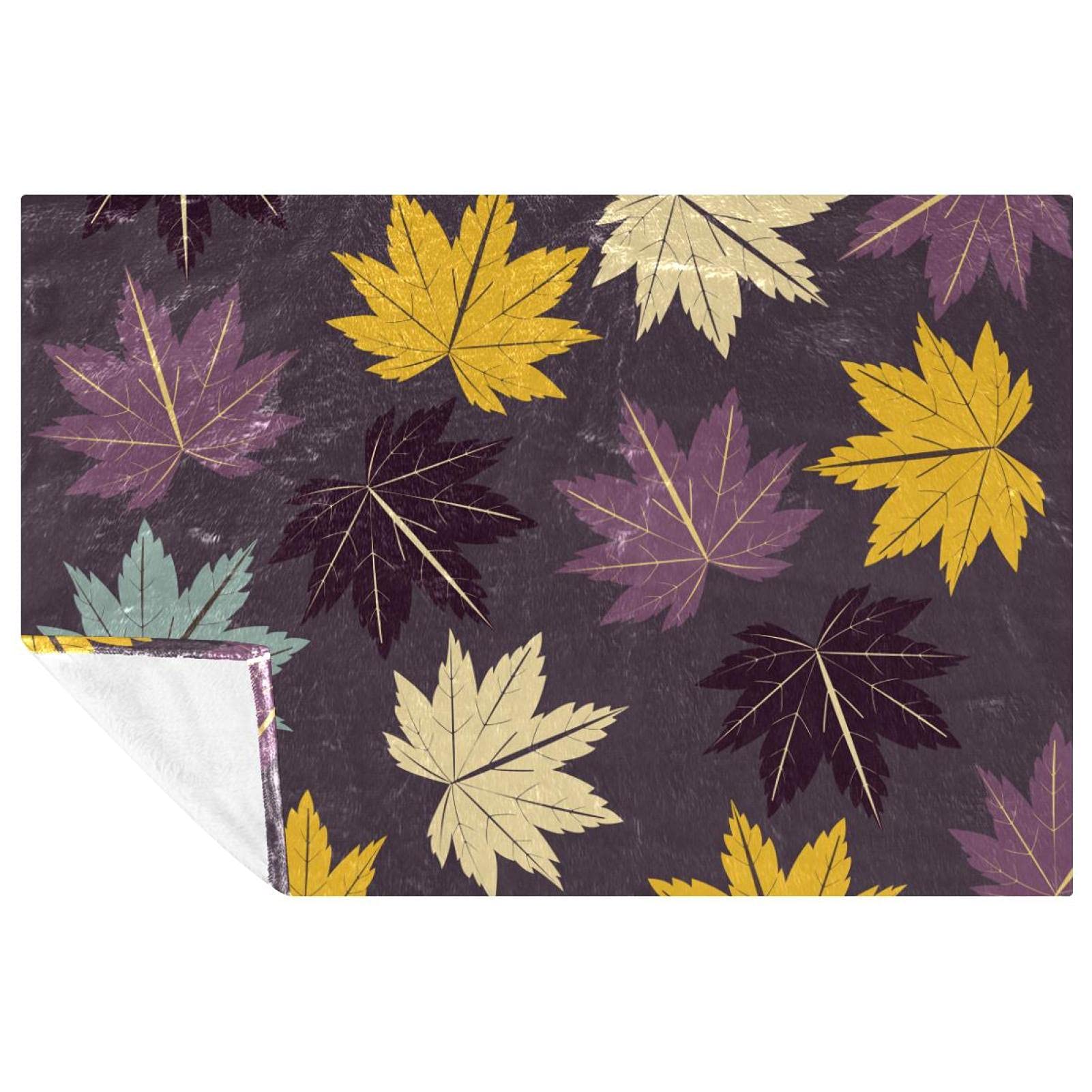 Couverture douce chaude lit et canapé anti-froid motif feuille érable