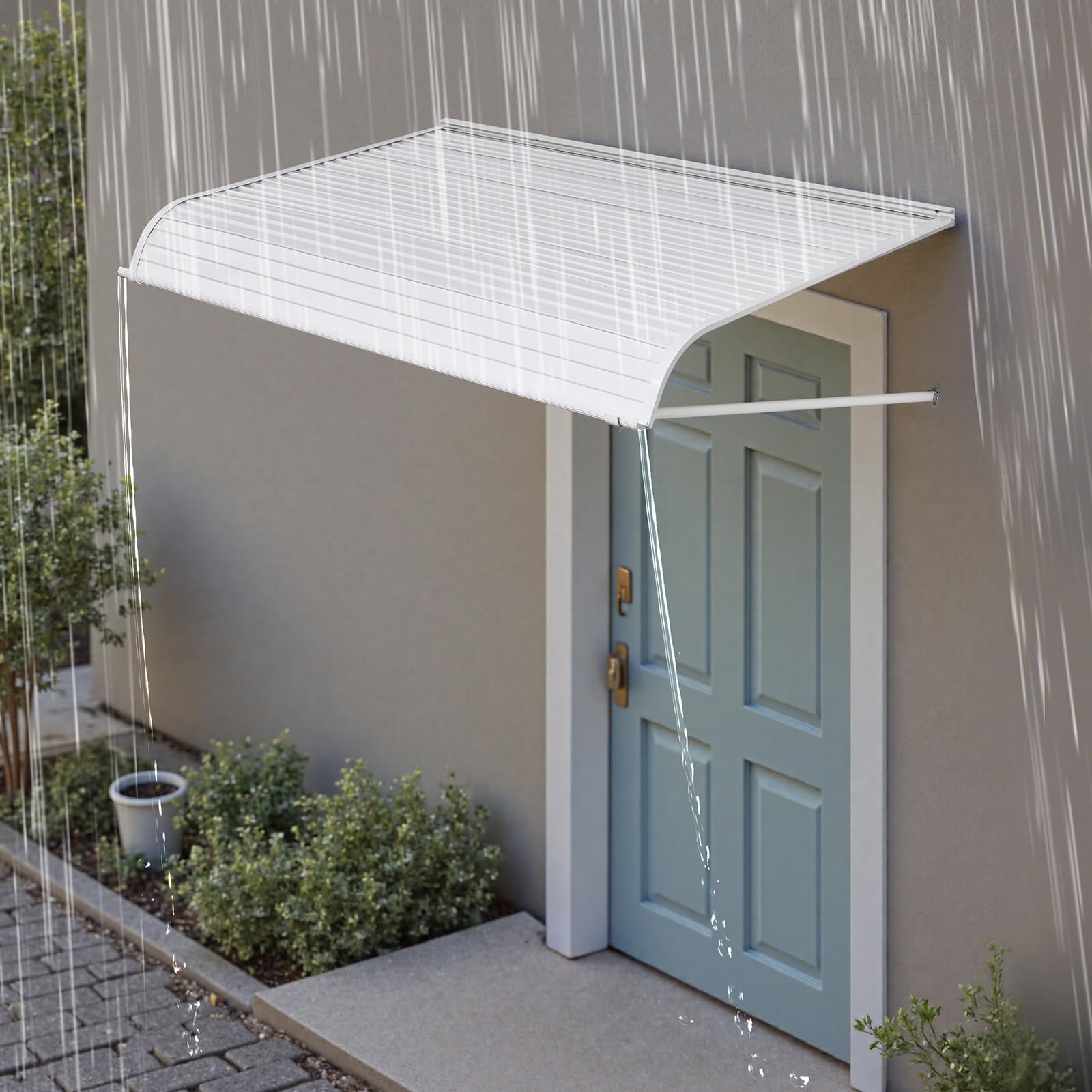 VEVOR Pensilina per Finestra Porta da 1524 x 1066 mm Tettoia per Porta Ingresso, Lega di Alluminio Antiruggine, Pensilina per Patio Esterno, per Protezione da Pioggia, Neve e Luce Solare