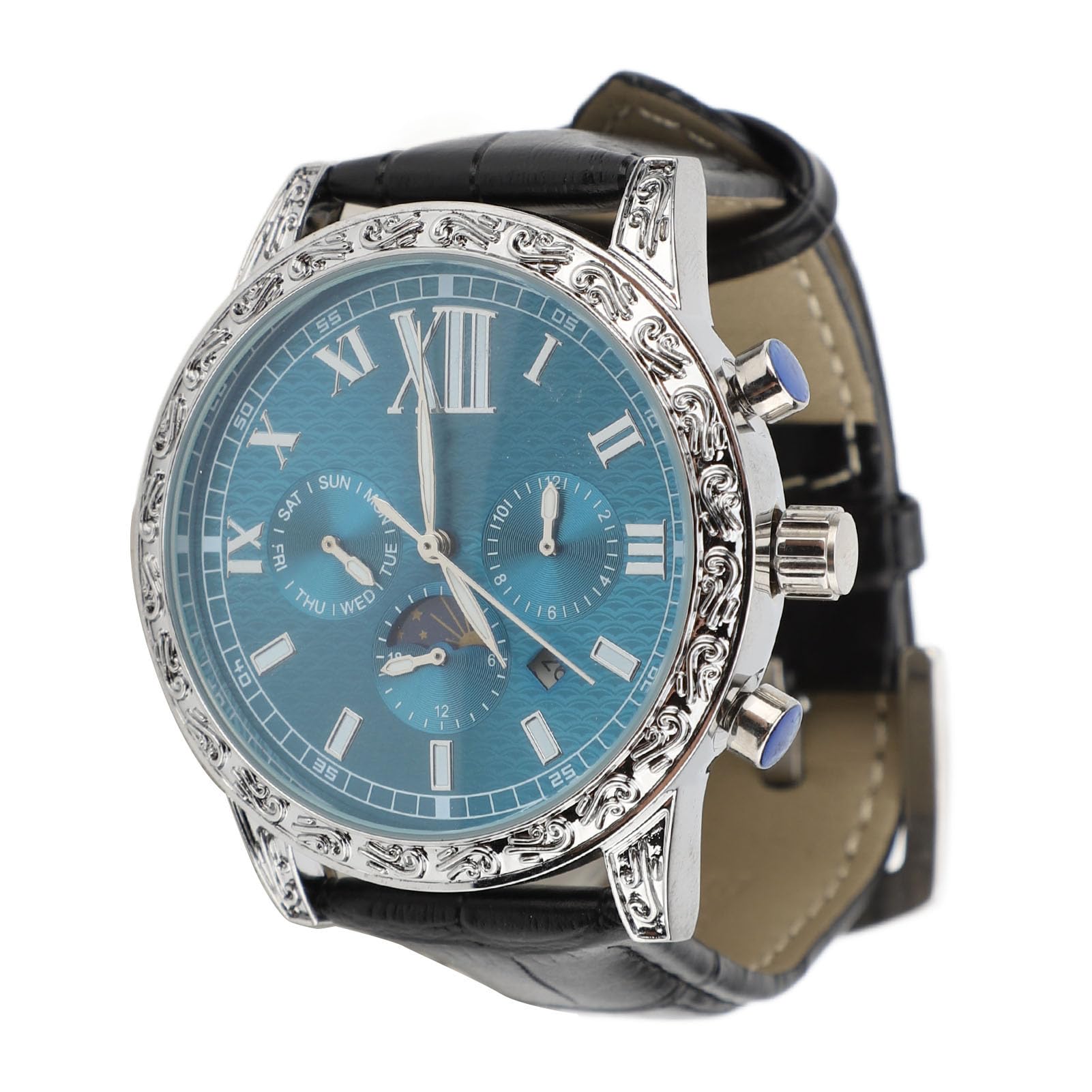 Reloj Mecánico Automático Diseño de Fase de Luna Luminosa para Uso Diario 30m Impermeable Hombres Cuero Lujo 1 Unidad