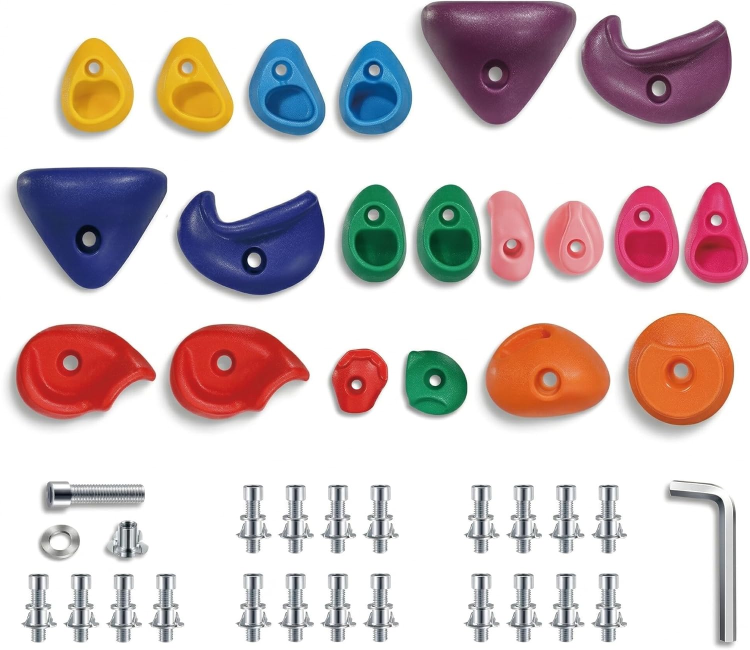 Rock Climbing Holds for Kids, 20 PCS Rock Wall Climbing Holds, Indoor Outdoor Climbing Grips Set with Hardware, Easy Install, Multicolor, Supports Up to 230 lbs