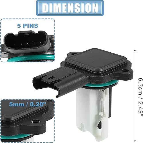 Miniatura 3 de X AUTOHAUX 5WK97502 Sensor de flujo de aire de masa de coche Sensor MAF Sensor de flujo de aire Reemplazo para BMW 535i 330i 323i para BMW 325i Base