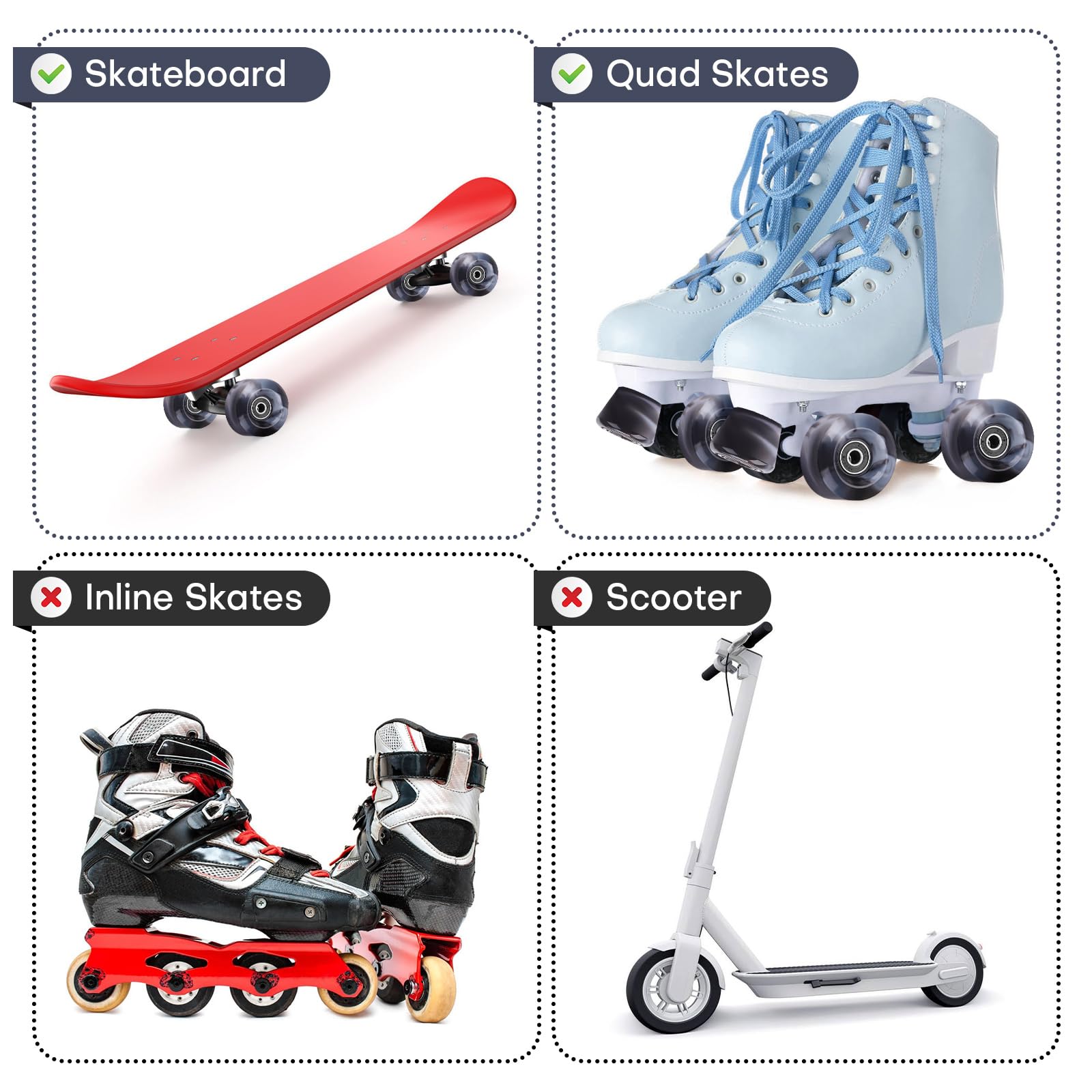 8 Stück 32 x 58/65 x 36 mm, 82 A/78 A Quad-Rollschuh-Rollen mit Lager und 2 Zehenstoppern für zweireihiges Skaten, Ersatzzubehör, geeignet für den Innen- und Außenbereich