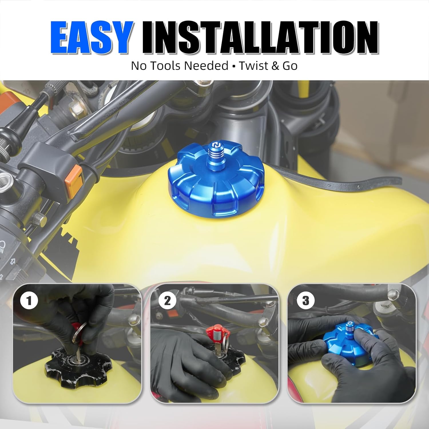 NICECNC Tank Cap/Gas Cap Compatible with Suzuki DR650S/SE 1996–2019, Blue