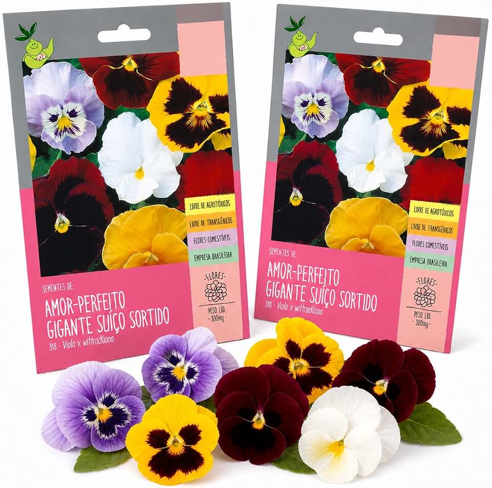 Sementes de Amor Perfeito Sortido Kit 2 Envelopes — Flores Comestíveis, Livre de Agrotóxicos e Transgênicos