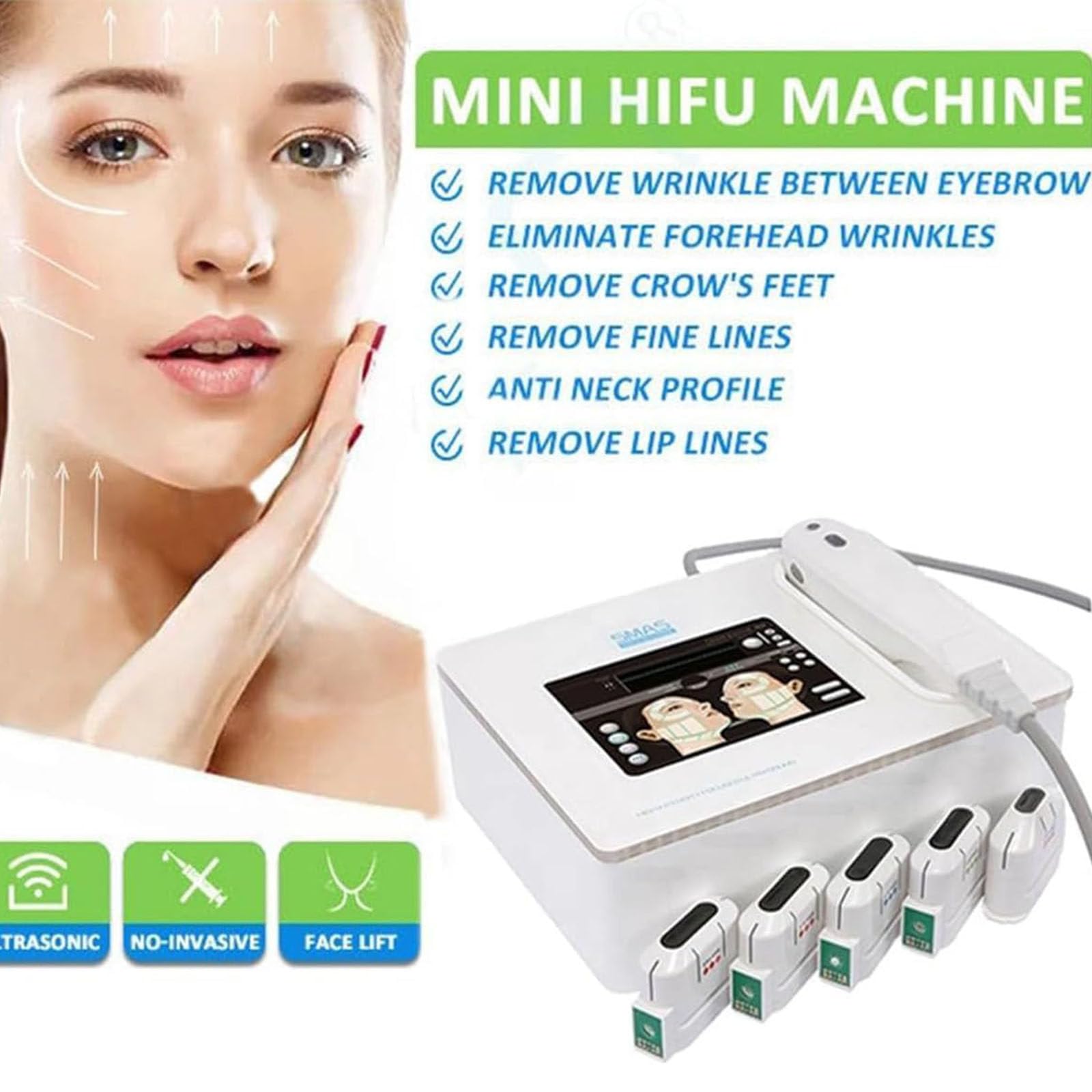 3D HIFU Anti Wrinkle Face Lift Skin Tightening Beauty Machine, Skin Tighting Body Slimming Machine bezpieczną i bezbolesną dla przeciwzmarszczkowych,5head