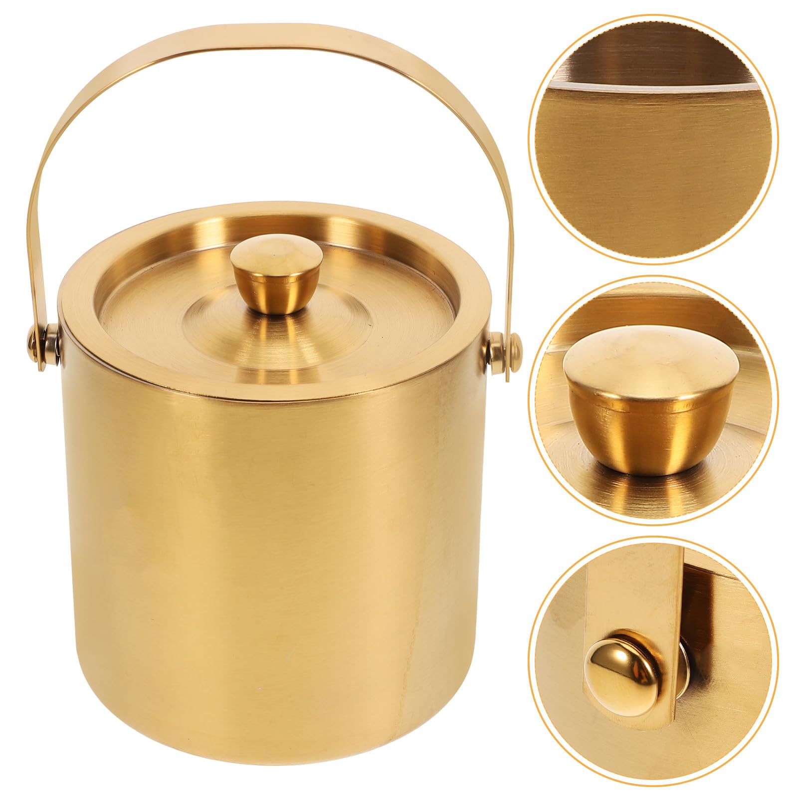 304 Edelstahl Eiswürfelbehälter 1,6 L Doppelwandiger Isolierter Eiskübel für Riegel und Ktv Stabiles Material zum Kühlen von Cocktails und Wein