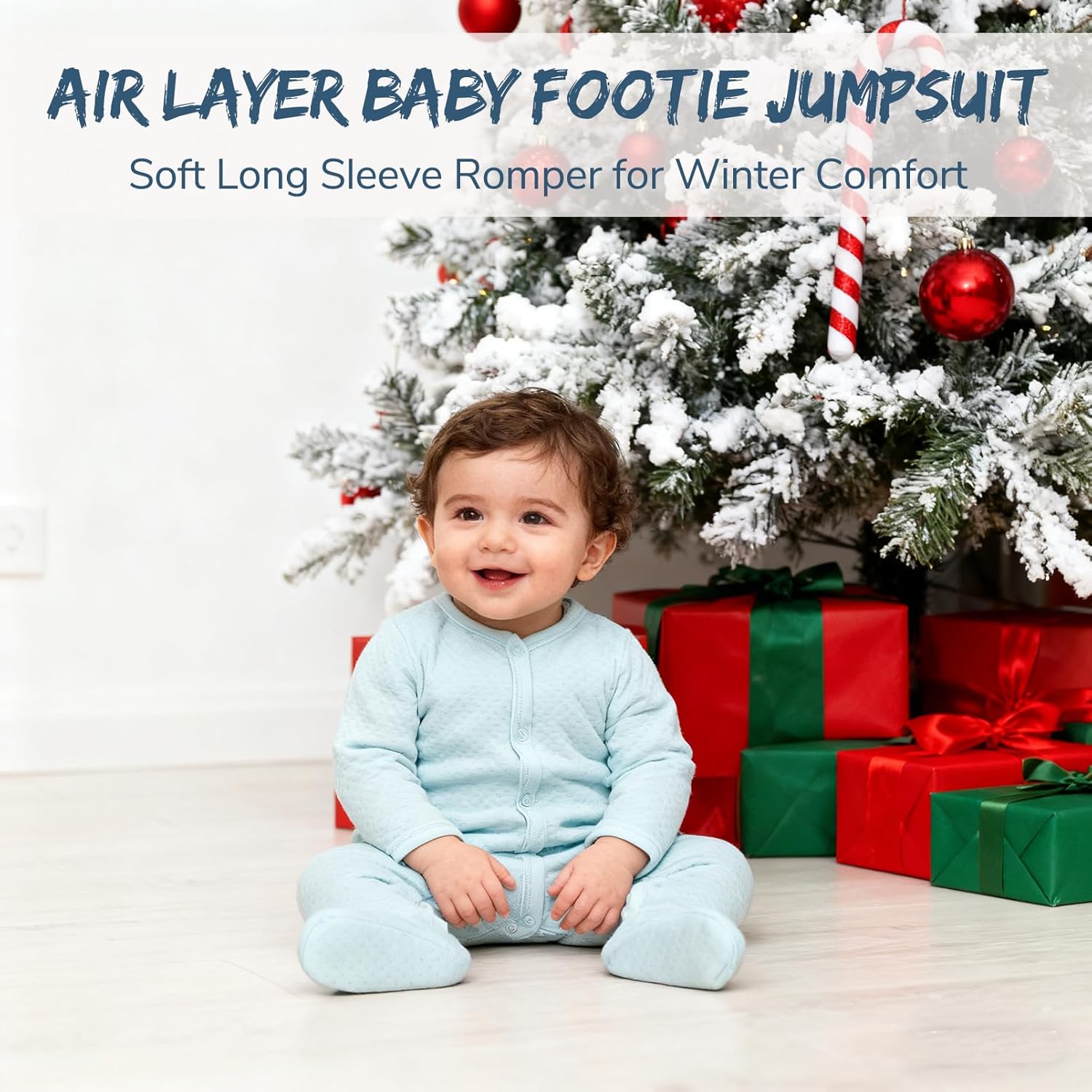 Baby Fall Outfit Footie Jumpsuit Long Sleeves Playsuit Wither One-piece Air Layer Clothing for 0-12 Months - Image 2