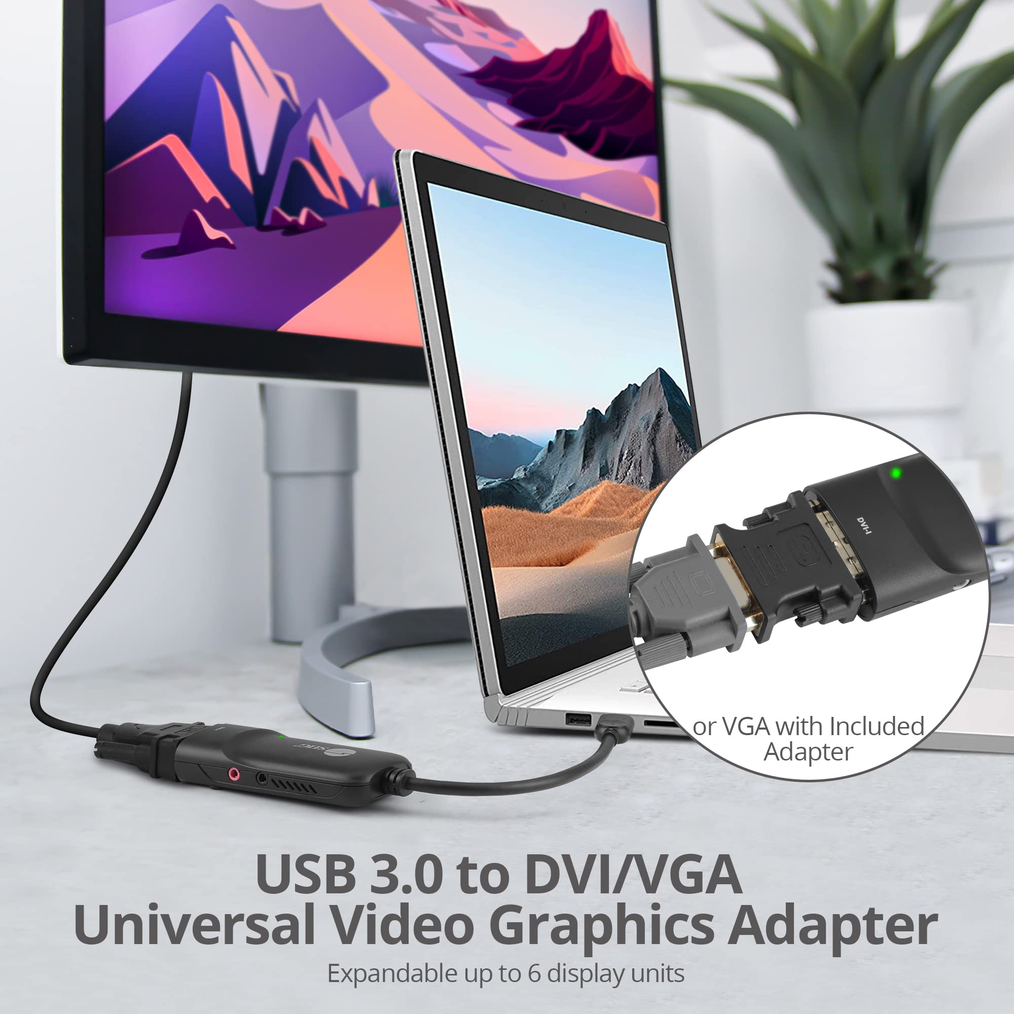 SIIG Adattatore da USB 3.0 a DVI e VGA, 2048 x 1152, JU-DV0112-S3