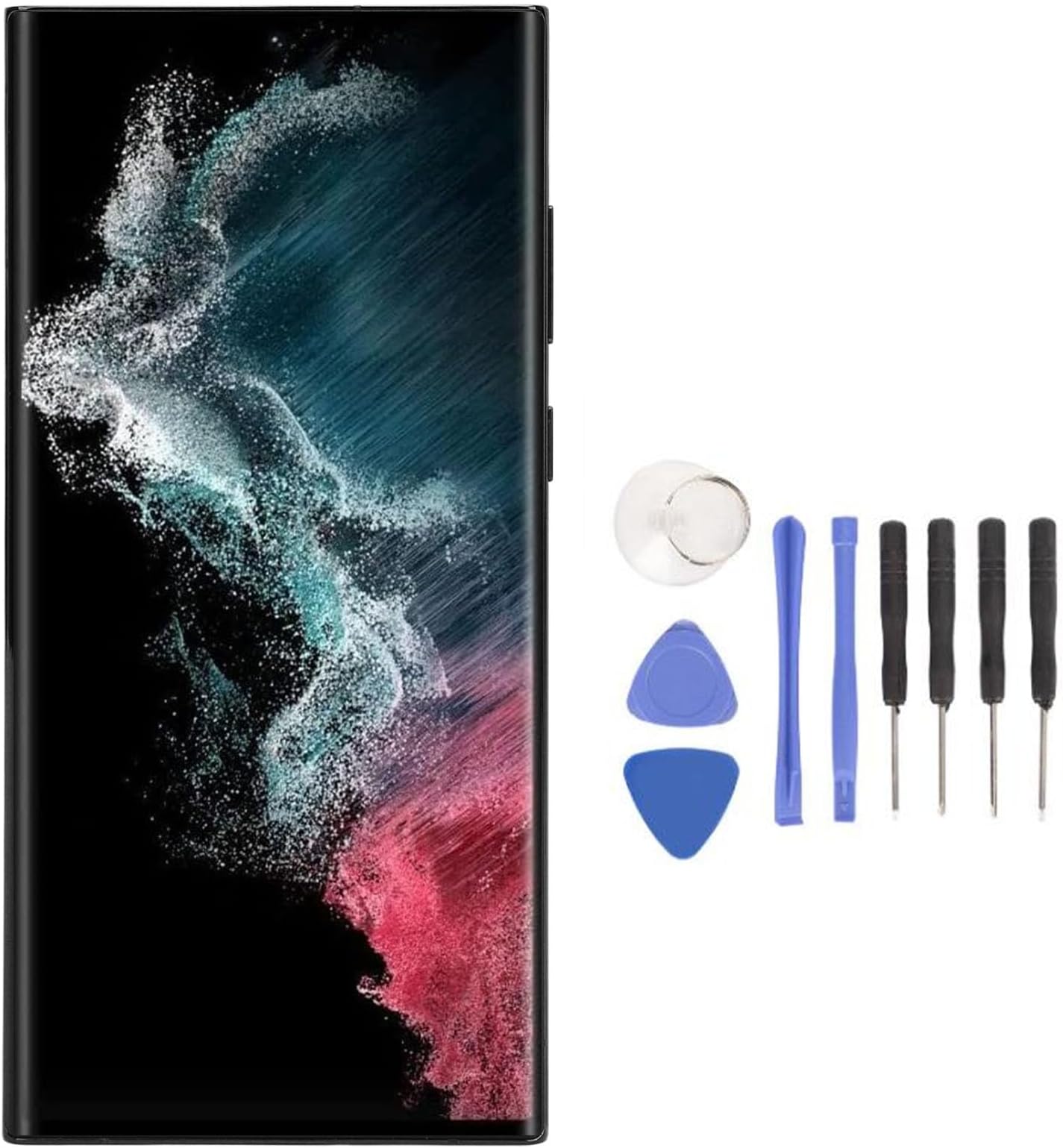 Cryfokt Replacement Screen for S22 Ultra Series, 6.8 Inch Glass Replacement Kit with Repair Tools,Waterproof Adhesive, LCD Digitizer Touch Assembly with Fingerprint Frame